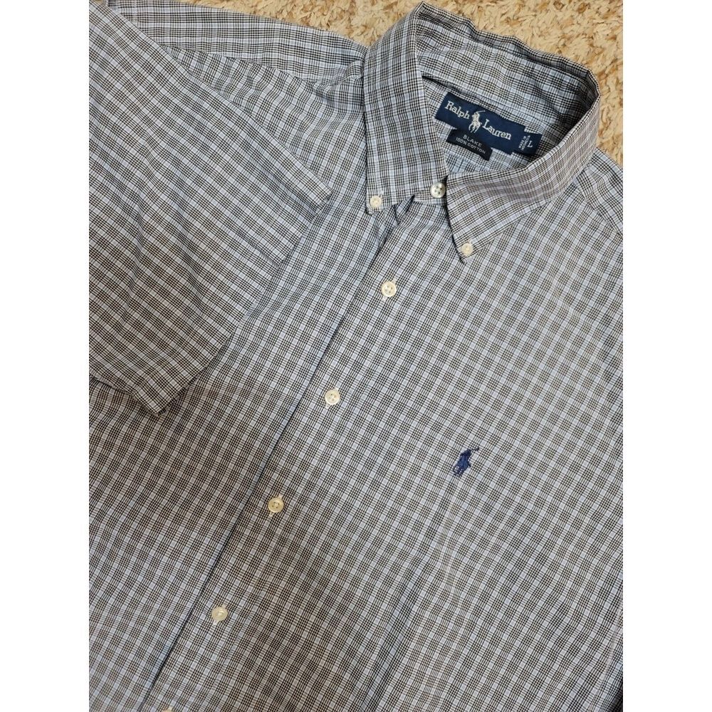 Ralph Lauren Blake Men's Size L Oxford Checker Pattern Short Sleeve‎ Button Down